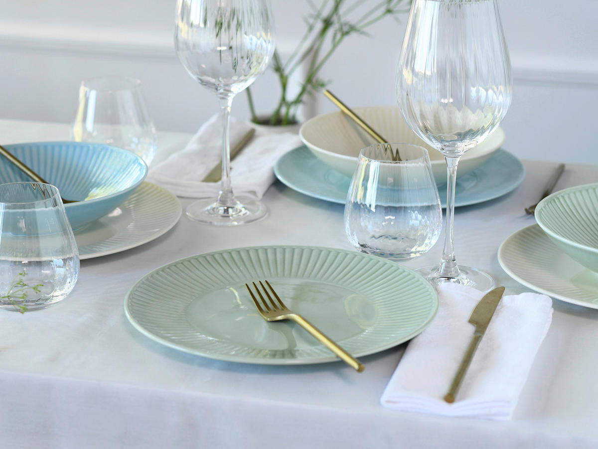 JEDÁLENSKÝ SERVIS, porcelán - krémová/pastelová modrá, Basics, keramika - Creatable