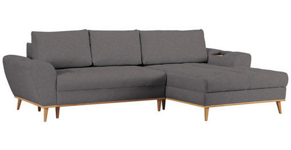 ECKSOFA in Webstoff Grau  - Eichefarben/Grau, Design, Holz/Textil (282/175cm) - Carryhome