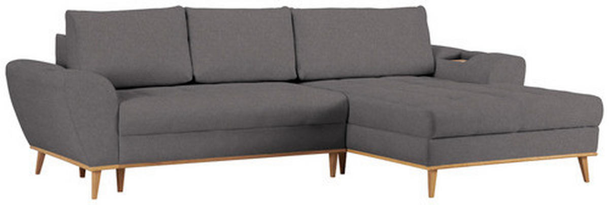 ECKSOFA in Webstoff Grau  - Eichefarben/Grau, Design, Holz/Textil (282/175cm) - Carryhome