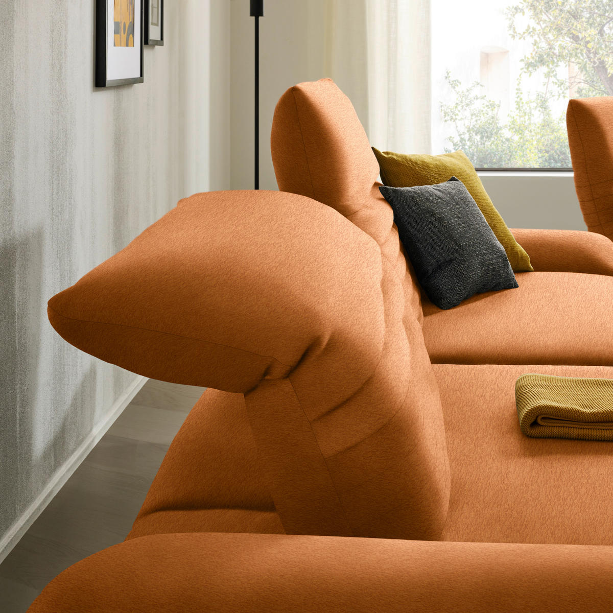 ECKSOFA  in Teddystoff Cognac  170-195/280 cm  - Cognac/Schwarz, Design, Textil/Metall (170-195/280cm) - Dieter Knoll