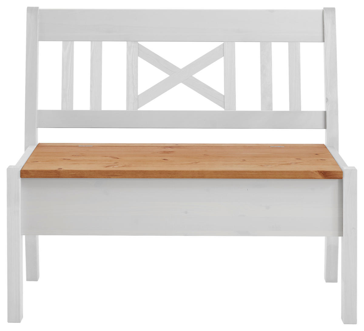 SITZBANK 105/93/58 cm Weiß, Laugenfarbig Kiefer massiv  - Laugenfarbig/Weiß, ROMANTIK / LANDHAUS, Holz (105/93/58cm) - Boxxx