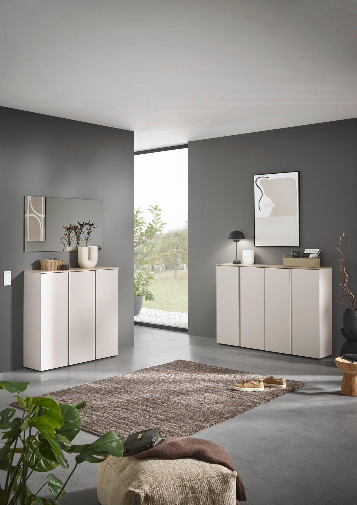 SCHUHSCHRANK Eichefarben, Kaschmir  - Kaschmir/Eichefarben, Design, Holzwerkstoff/Kunststoff (158,2/113,2/34cm) - Voleo