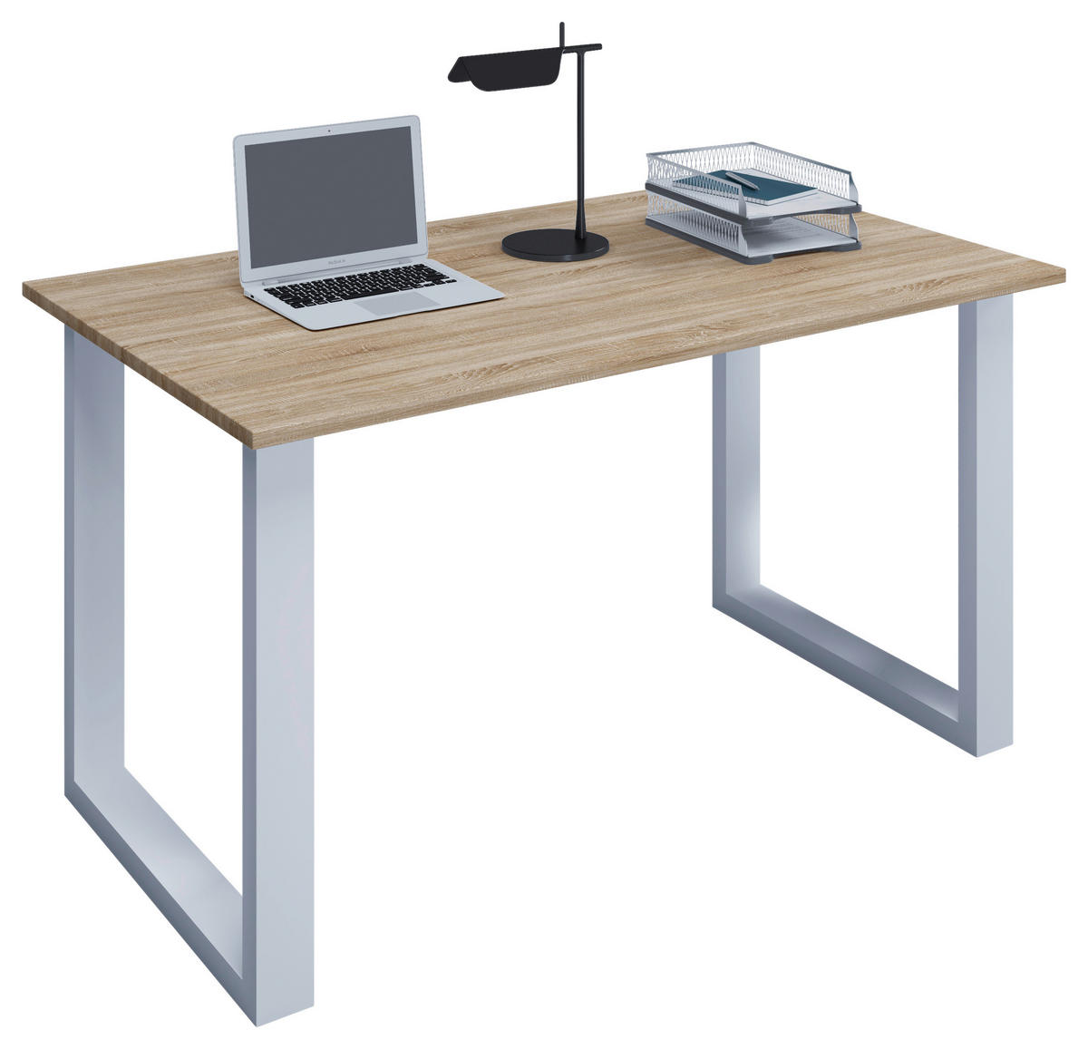 SCHREIBTISCH 110/80/76 cm Weiss, Sonoma Eiche  - Weiss/Sonoma Eiche, Modern, Holzwerkstoff (110/80/76cm) - MID.YOU