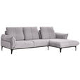 ECKSOFA in Webstoff Grau, Flieder  - Flieder/Schwarz, Natur, Textil (277/182cm) - Valnatura