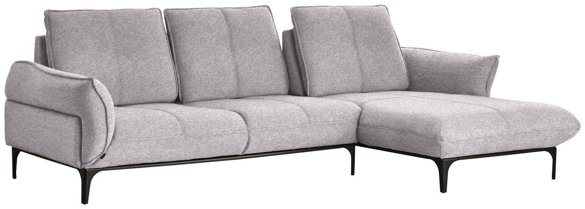 ECKSOFA in Webstoff Grau, Flieder  - Flieder/Schwarz, Natur, Textil (277/182cm) - Valnatura