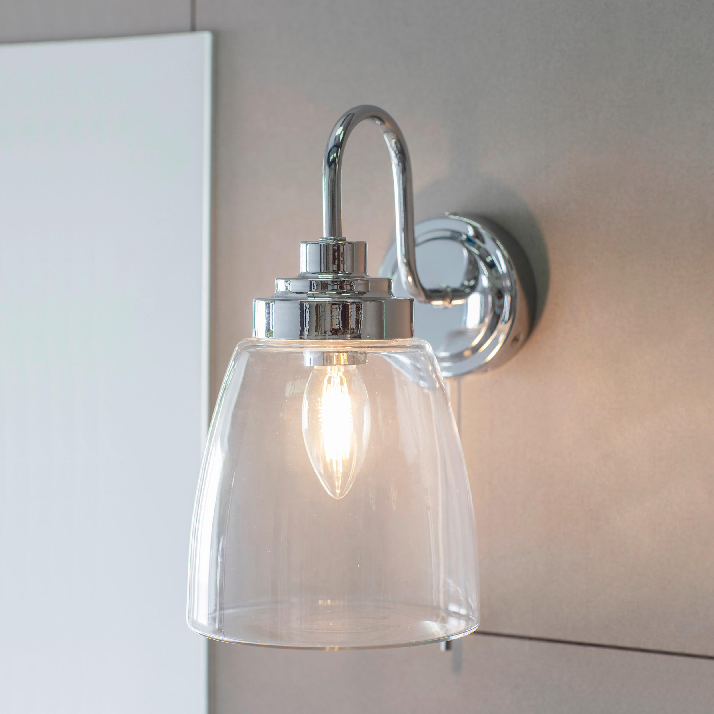 BADEZIMMER-WANDLEUCHTE Endon Ashbury 15/27 cm   - Klar/Messingfarben, KONVENTIONELL, Glas (15/27cm) - ENDON