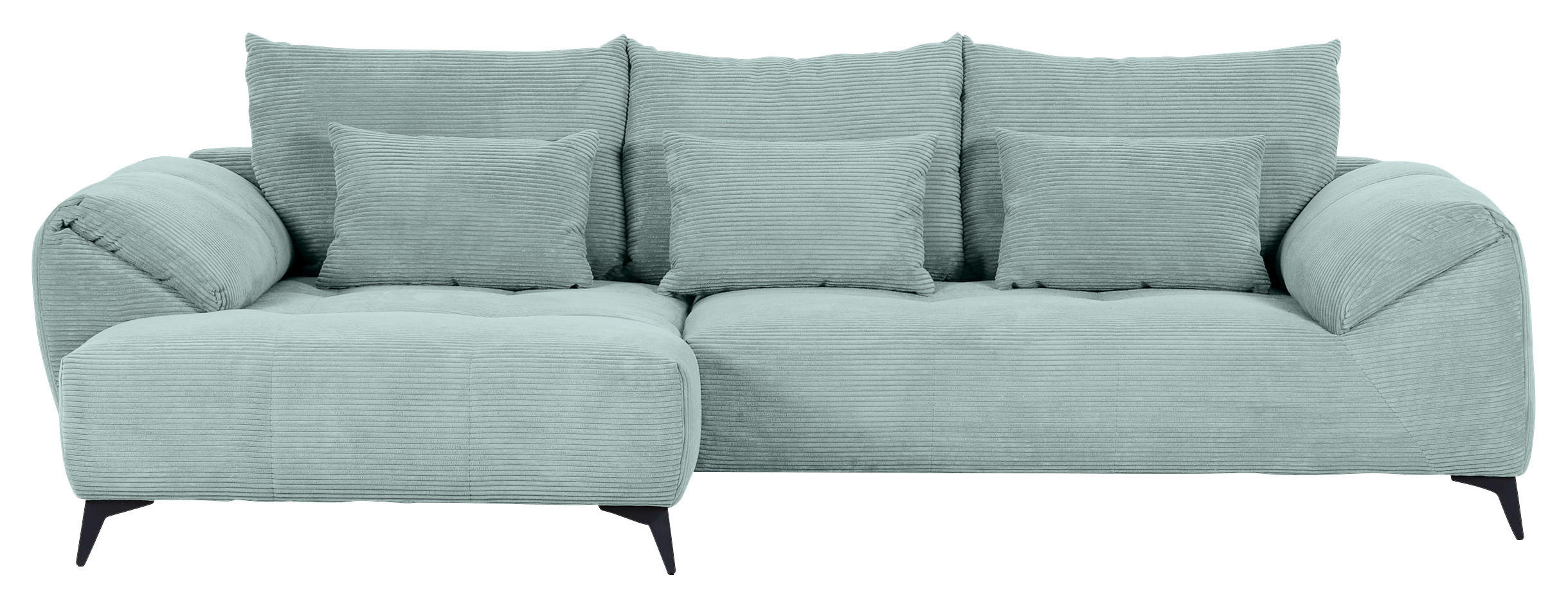 ECKSOFA in Cord Mintgrün  - Schwarz/Mintgrün, Konventionell, Textil/Metall (176/311cm) - Carryhome