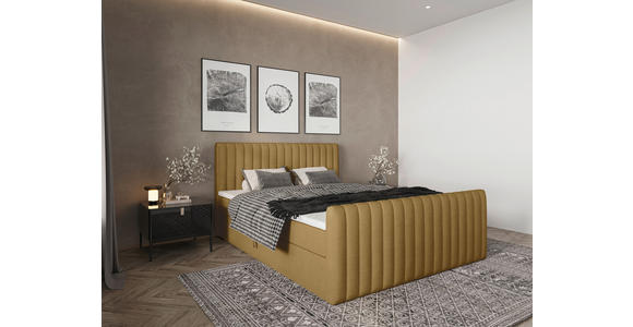 BOXBETT 160/200 cm  in Senfgelb  - Senfgelb/Schwarz, Basics, Kunststoff/Textil (160/200cm) - Carryhome