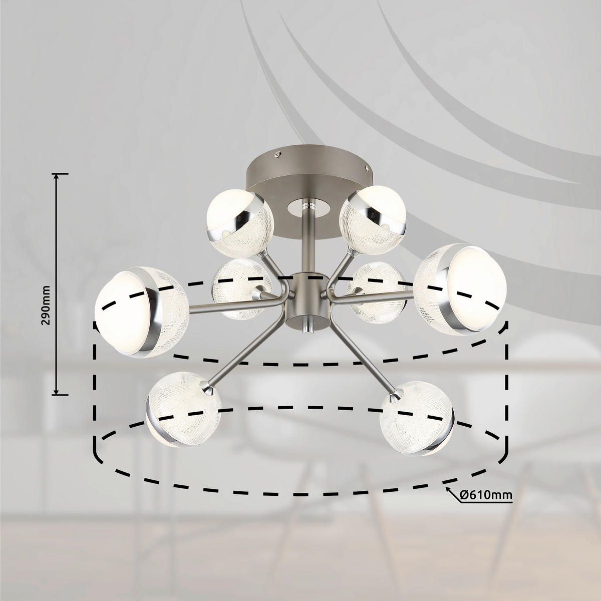 STROPNÍ LED SVÍTIDLO, 61/61/29 cm - Konvenční (61/61/29cm) - Globo