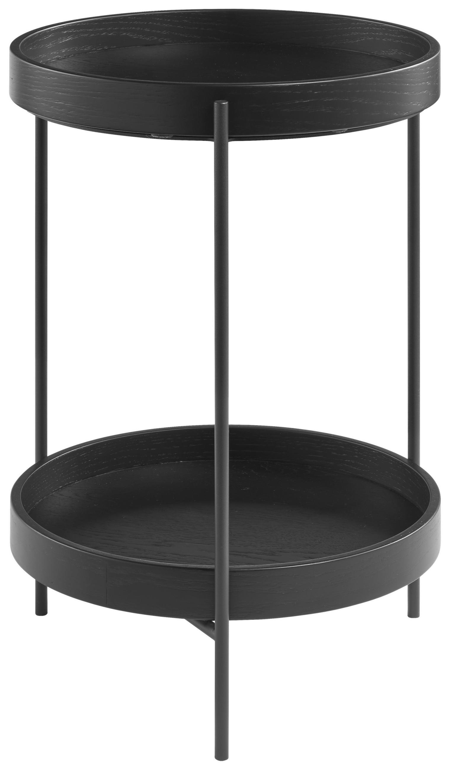 BEISTELLTISCH 43/43/59 cm Eiche furniert Anthrazit, Schwarz rund  - Anthrazit/Schwarz, Design, Holz/Metall (43/43/59cm) - Musterring