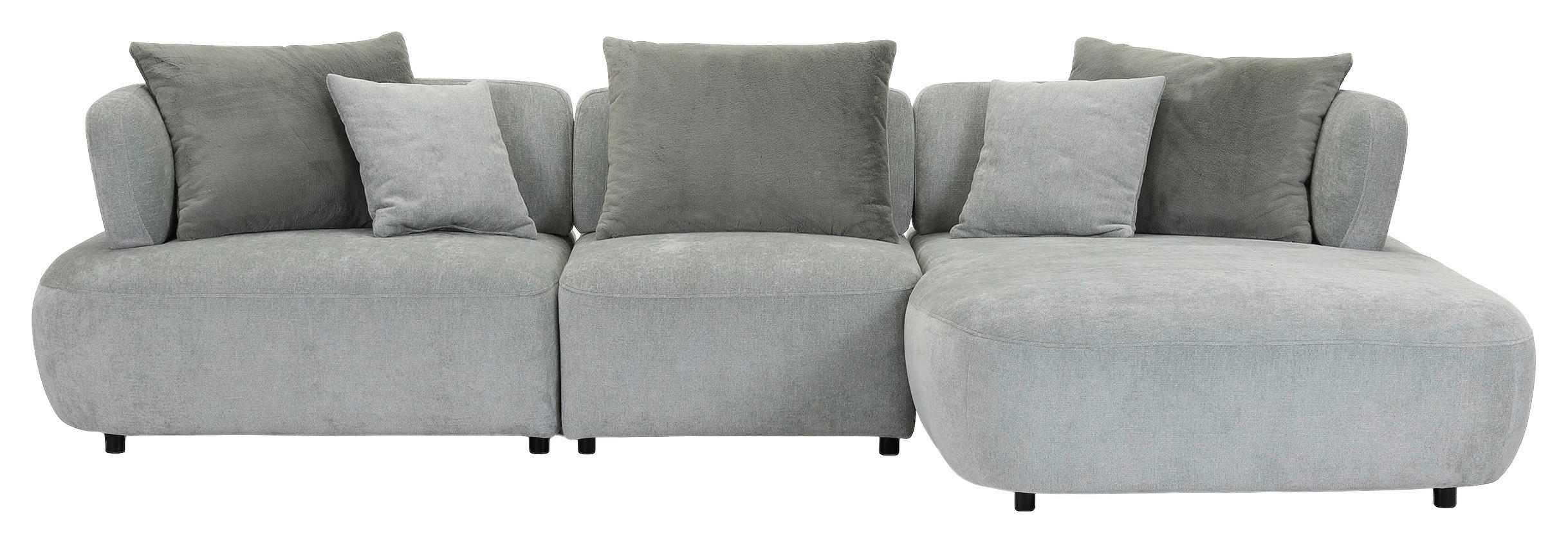 ECKSOFA Mintgrün Flachgewebe Zierkissen, Rückenkissen, Rücken echt, Sitztiefenverstellung  - Salbeigrün/Schwarz, MODERN, Kunststoff/Textil (320/190cm) - Ambia Home