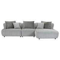 ECKSOFA Mintgrün Flachgewebe Zierkissen, Rückenkissen, Rücken echt, Sitztiefenverstellung  - Salbeigrün/Schwarz, MODERN, Kunststoff/Textil (320/190cm) - Ambia Home