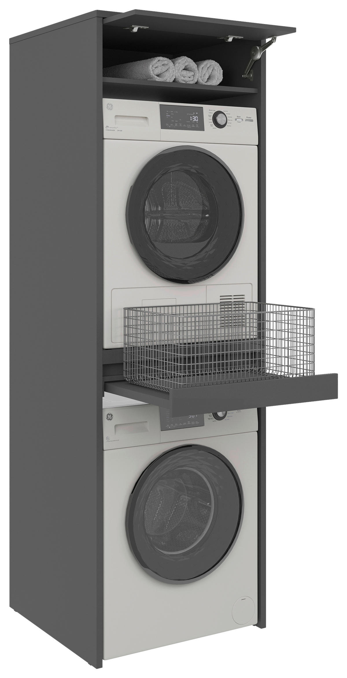 WASCHMASCHINENSCHRANK 67,5/210/67,5 cm  in Anthrazit  - Anthrazit, Basics, Holzwerkstoff (67,5/210/67,5cm) - Xora