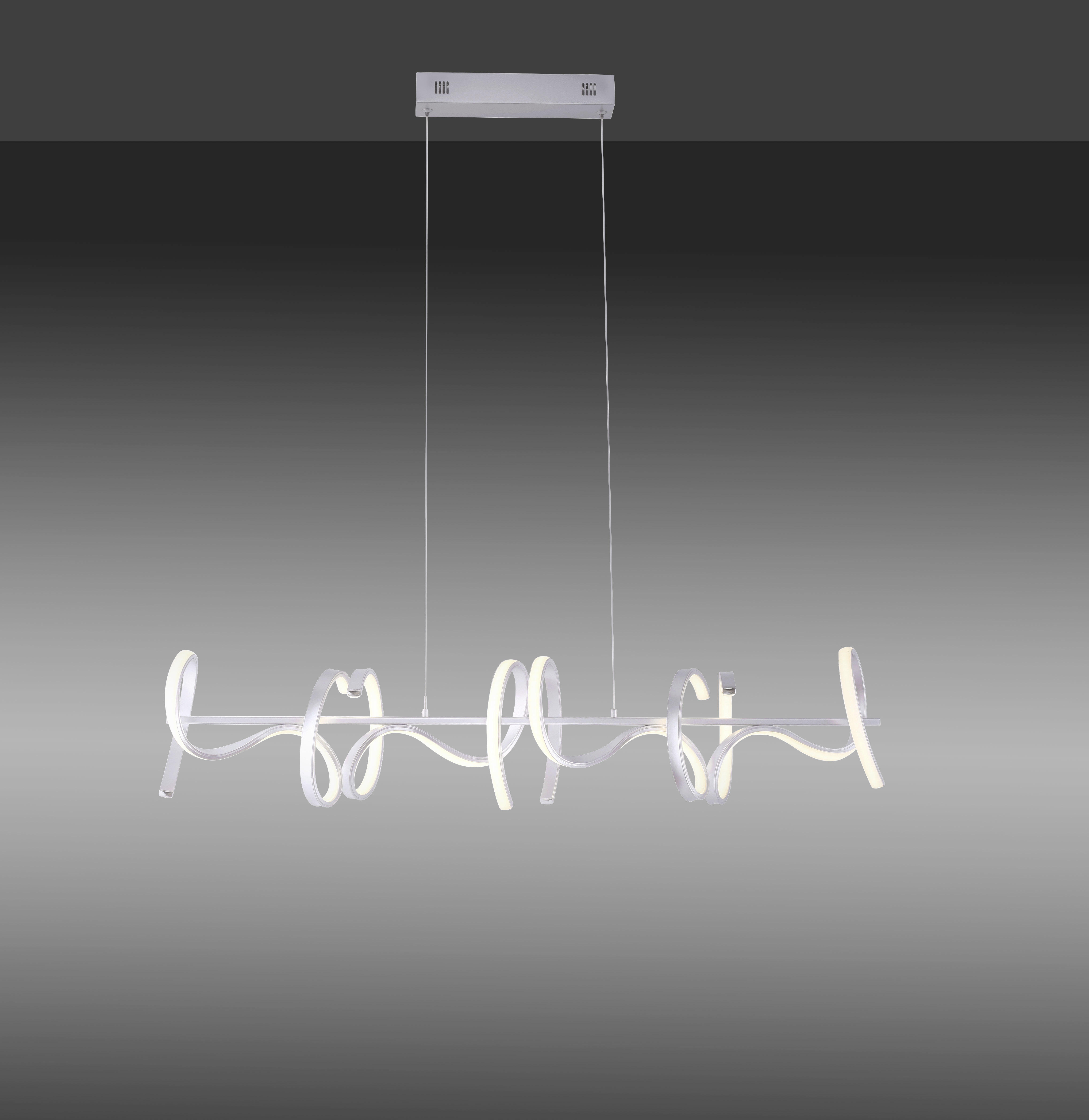 LED-HÄNGELEUCHTE Curls 99/21/135 cm   - Silberfarben, Design, Metall (99/21/135cm)