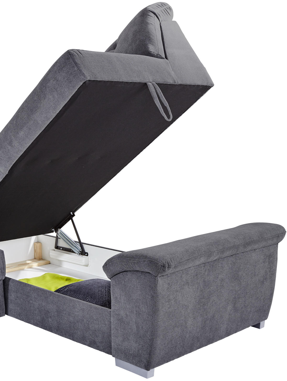 ECKSOFA in Dunkelgrau  - Dunkelgrau/Silberfarben, Design, Kunststoff/Textil (285/206cm) - Livetastic
