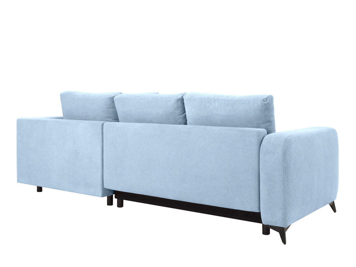 ECKSOFA CORTEZ in Hellblau  - Schwarz/Hellblau, Design, Textil/Metall (260/215cm) - MID.YOU