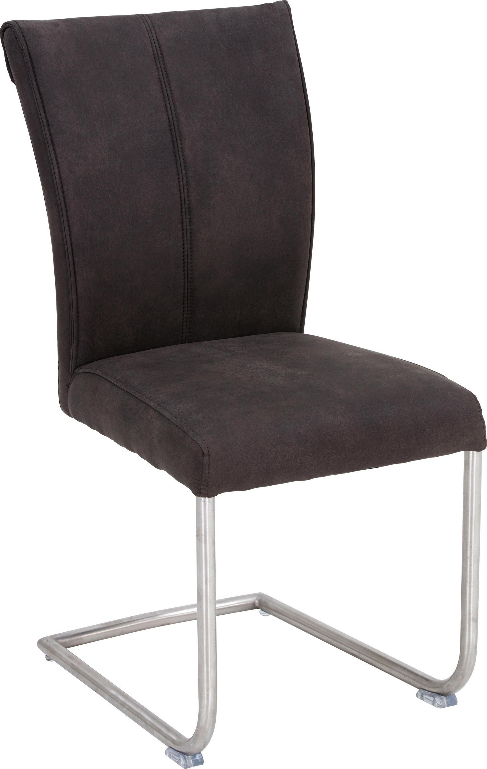 Stuhl in Metall, Textil Anthrazit, Edelstahlfarben