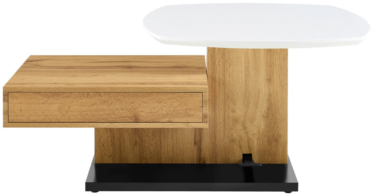 COUCHTISCH 110/70/47.5-66.5 cm quadratisch Schwarz, Weiß, Eichefarben  - Eichefarben/Schwarz, Design, Holzwerkstoff/Metall (110/70/47.5-66.5cm) - MID.YOU