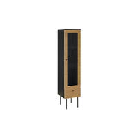 VITRINE  in furniert Eiche Schwarz, Eichefarben - Klar/Eichefarben, Design, Glas/Holz (40/179/43cm) - Livetastic