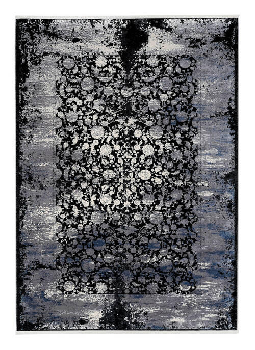 Musterring Webteppich Colorado Flower Dunkelgrau, Grau, Schwarz, Hellgrau 140x200 cm