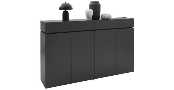 SIDEBOARD Graphitfarben Einlegeböden  - Schwarz/Graphitfarben, Design, Holzwerkstoff/Kunststoff (180/111/40cm) - Voleo