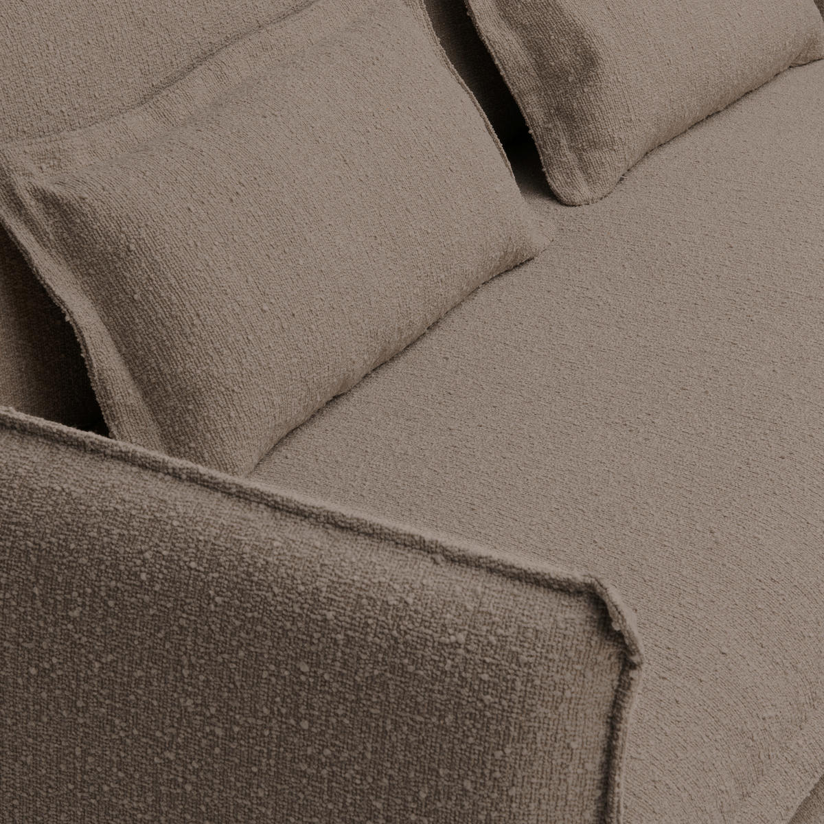 HUSSEN-SOFA i flatväv, bouclé brun  - brun, Trend, metall/textil (195/82/98cm) - Livetastic