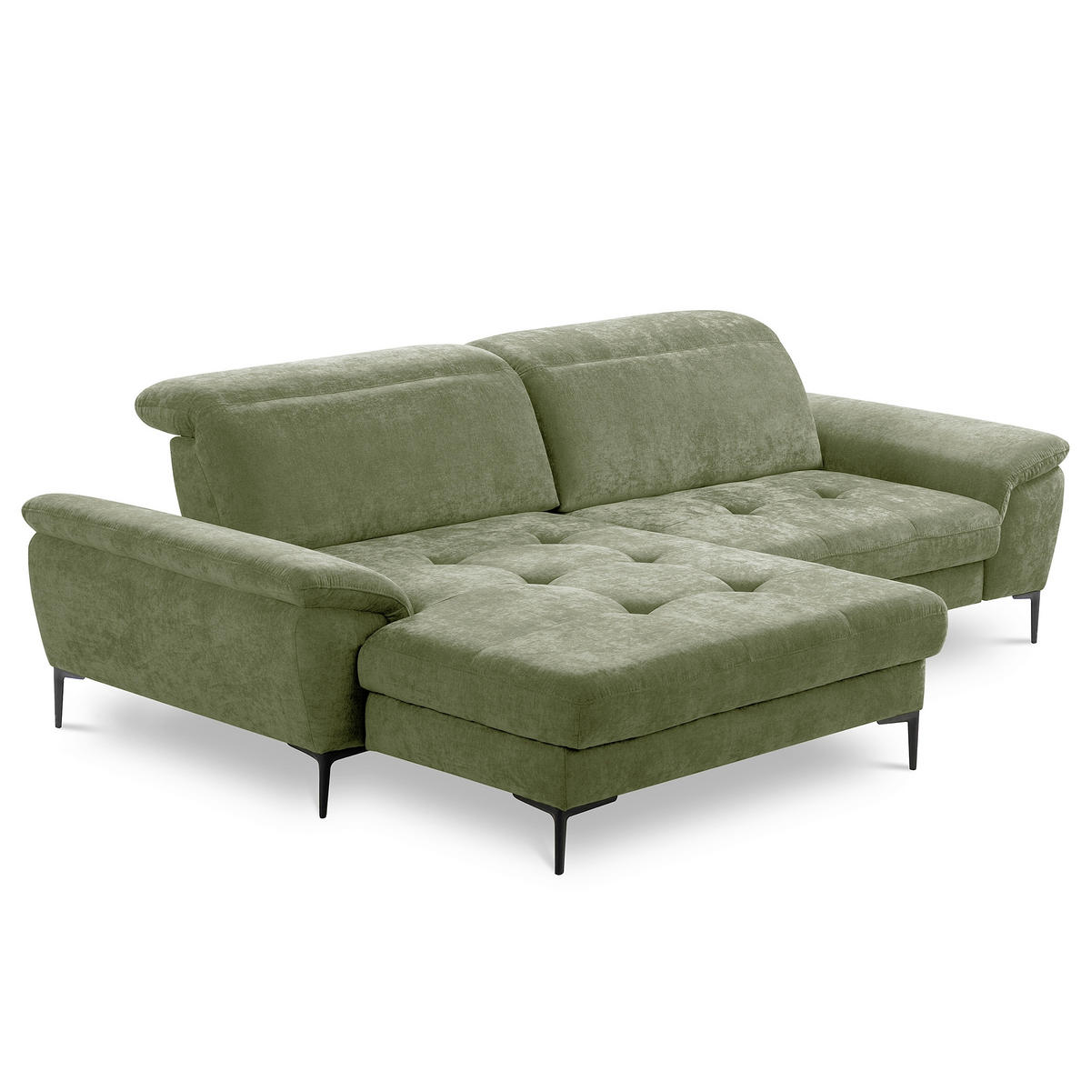ECKSOFA  Webstoff Grün  - Schwarz/Grün, Design, Textil/Metall (195/268cm) - Livetastic