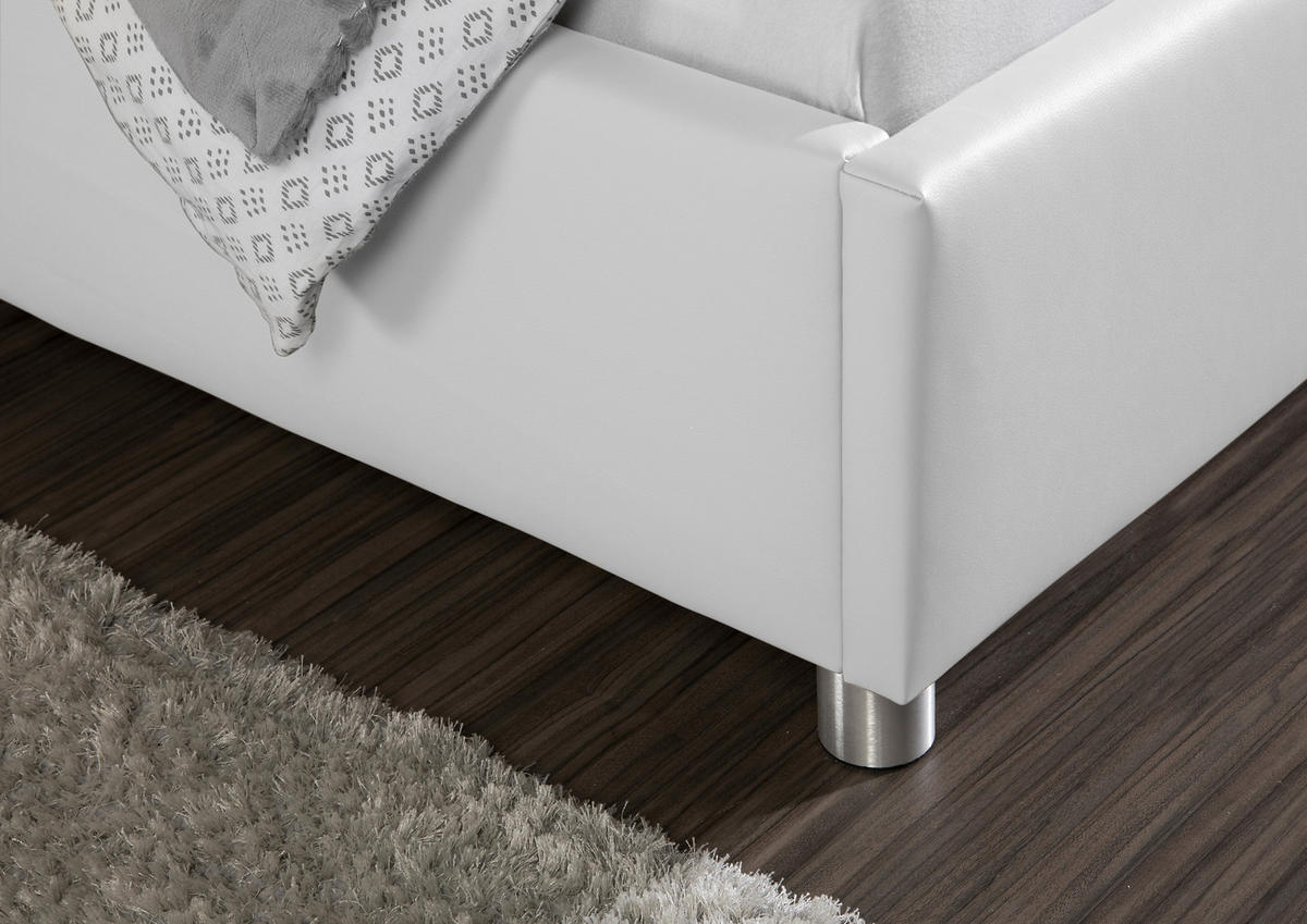 POLSTERBETT 180/200 cm,  in Weiß,  - Alufarben/Weiß, MODERN, Textil/Metall (180/200cm) - Livetastic