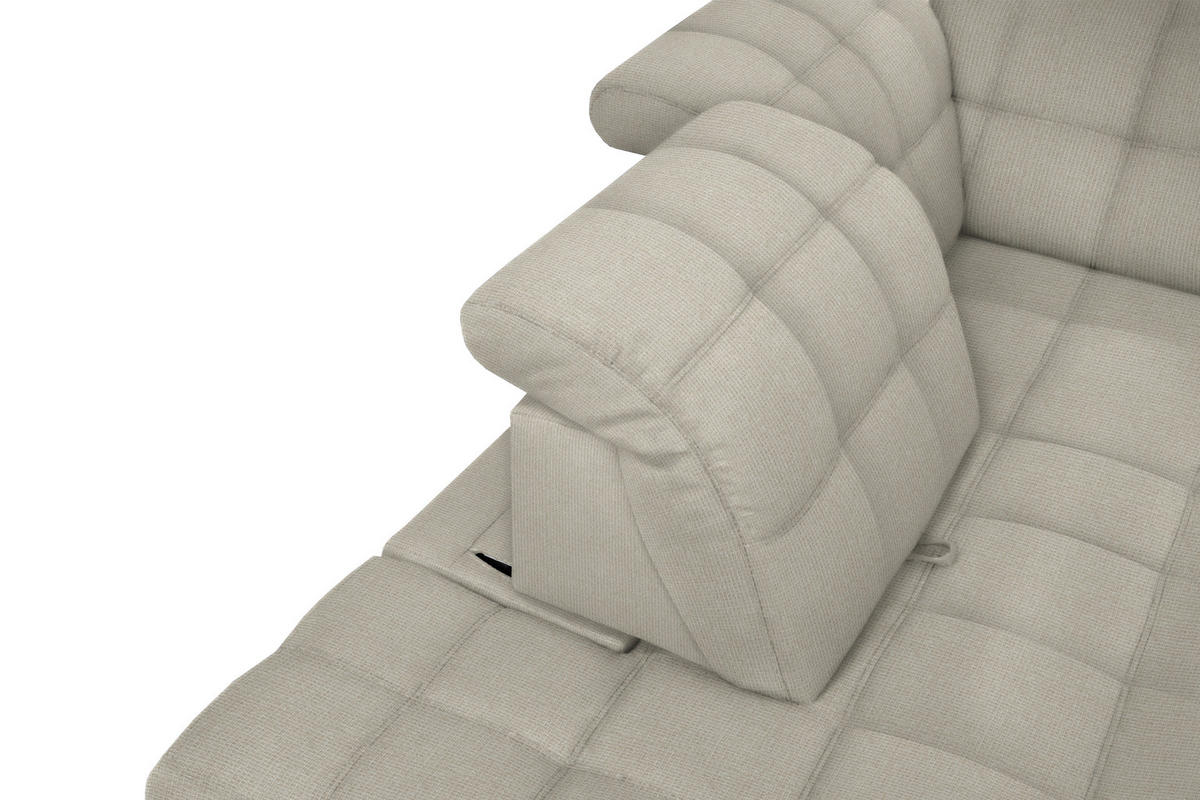 ECKSOFA in Webstoff Ecru  - Ecru/Schwarz, Design, Holz/Textil (297/216cm) - Xora