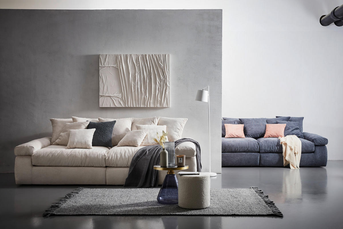 BIGSOFA Cord Naturfarben  - Schwarz/Naturfarben, Design, Kunststoff/Textil (260/90/140cm) - Ambia Home