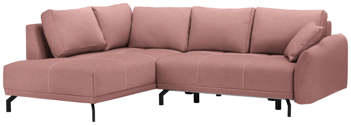 ECKSOFA in Samt Altrosa  191/250 cm  - Schwarz/Altrosa, LIFESTYLE, Textil/Metall (191/250cm) - Carryhome