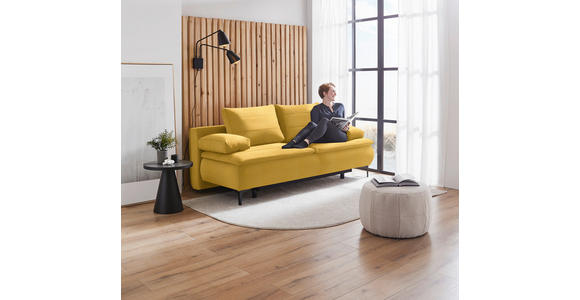 BOXSPRINGSOFA Flachgewebe Currygelb - Currygelb/Schwarz, KONVENTIONELL, Textil/Metall (204/93/100cm) - Novel