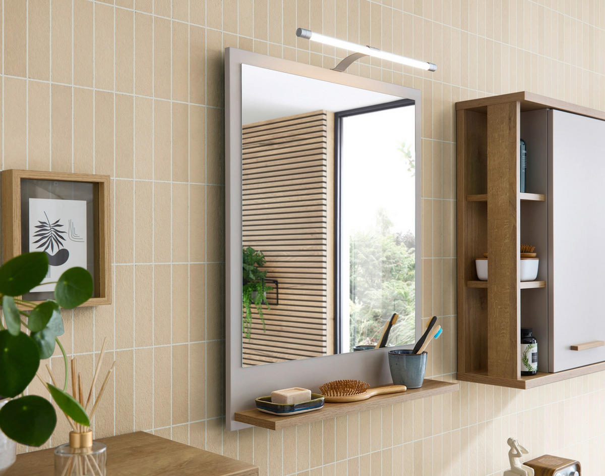 BADEZIMMERSPIEGEL 60/74,5/15,5 cm  - Kaschmir/Eichefarben, Design, Holzwerkstoff (60/74,5/15,5cm) - Xora