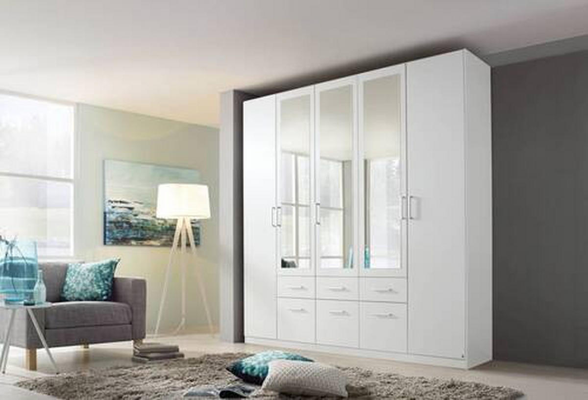 DREHTÜRENSCHRANK Weiß 5  - Alufarben/Weiß, Basics, Holzwerkstoff/Kunststoff (226/229/54cm) - Xora