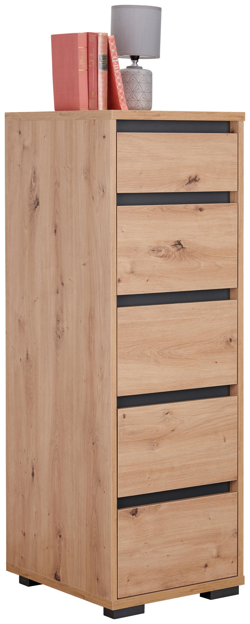 KOMODA, antracitová, barvy dubu, 40/120/48 cm - barvy dubu/antracitová, Design, kompozitní dřevo/plast (40/120/48cm) - Carryhome