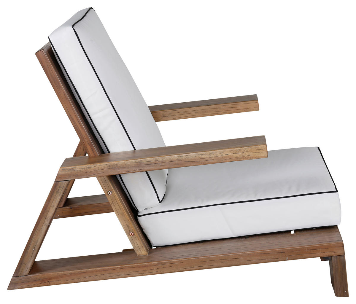 LOUNGESESSEL  - Weiß/Akaziefarben, KONVENTIONELL, Holz (100/70/92cm) - Gardenson