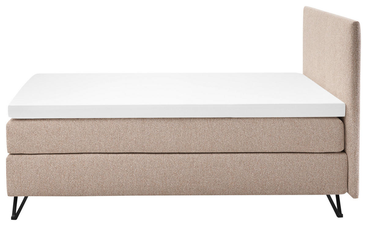 BOXSPRINGBETT 120/200 cm,  in Beige, H2 = mittel  - Beige/Schwarz, Design, Textil/Metall (120/200cm) - RUF Betten
