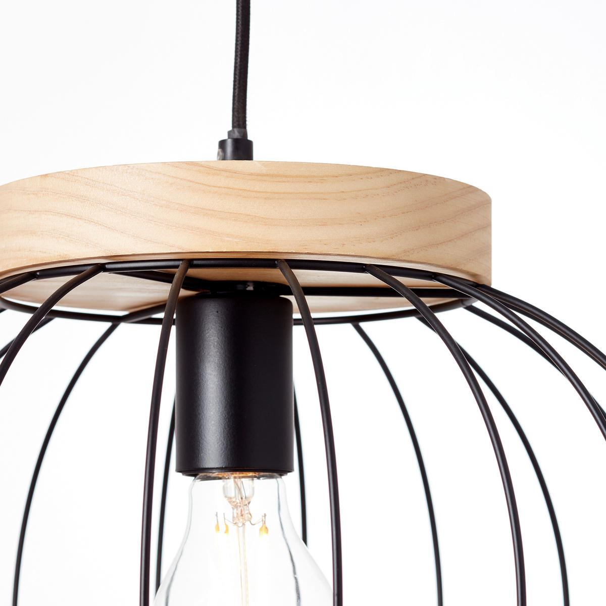 HÄNGELEUCHTE 35,5/130 cm    - Schwarz/Braun, Design, Holz/Metall (35,5/130cm) - Brilliant