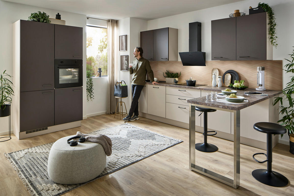 EINBAUKÜCHE 099  - Sandfarben, Design, Holzwerkstoff - Celina