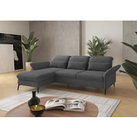 ECKSOFA Grau Flachgewebe Sitztiefenverstellung  - Schwarz/Grau, KONVENTIONELL, Textil/Metall (198/264cm) - Sit & More