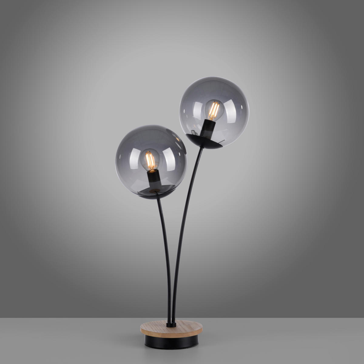 TISCHLEUCHTE 33,5/16/60 cm   - Schwarz, Natur, Glas/Holz (33,5/16/60cm)