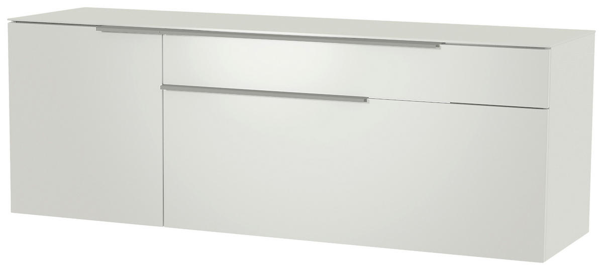 LOWBOARD  in 160/65/45 cm  - Alufarben/Weiß, Design, Glas/Holzwerkstoff (160/65/45cm) - Moderano