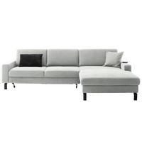 ECKSOFA in Cord Hellgrau  - Hellgrau/Schwarz, Design, Textil/Metall (298/185cm) - Pure Home Lifestyle