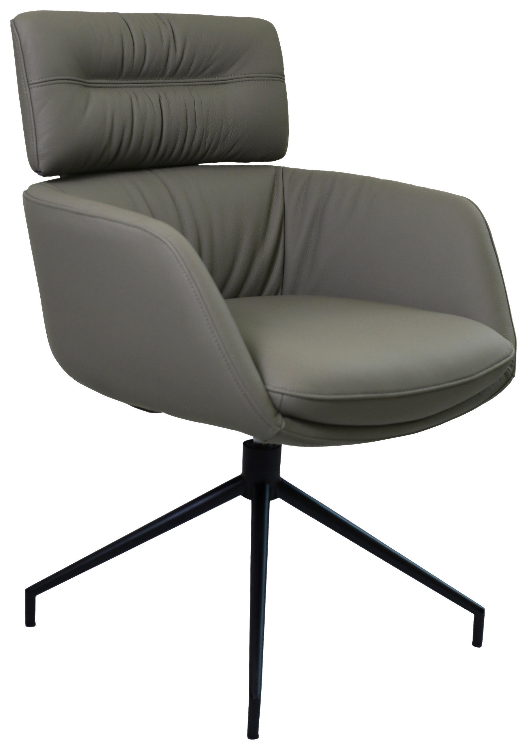 ARMLEHNSTUHL  Lederauswahl, Wippfunktion, Sitzfläche 360° drehbar  Echtleder  - Dunkelgrau/Schwarz, Design, Leder/Metall (62/92/66cm) - Dieter Knoll