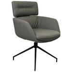 ARMLEHNSTUHL  Lederauswahl, Wippfunktion, Sitzfläche 360° drehbar  Echtleder  - Dunkelgrau/Schwarz, Design, Leder/Metall (62/92/66cm) - Dieter Knoll