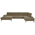 WOHNLANDSCHAFT Dieter Knoll in Webstoff Hellbraun  - Hellbraun/Schwarz, Design, Textil/Metall (157/354/208cm) - Dieter Knoll