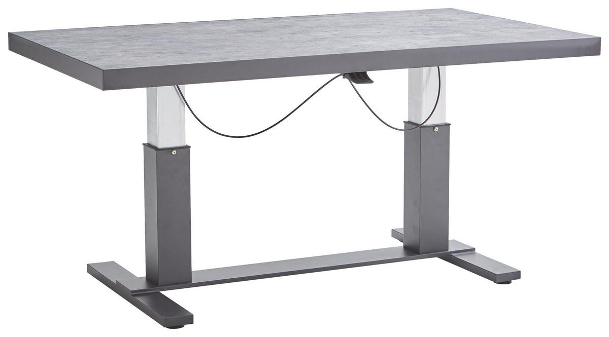 LOUNGE MIZA  - antracit/svetlo siva, Design, kovina/steklo (141/80/50-70cm) - Amatio