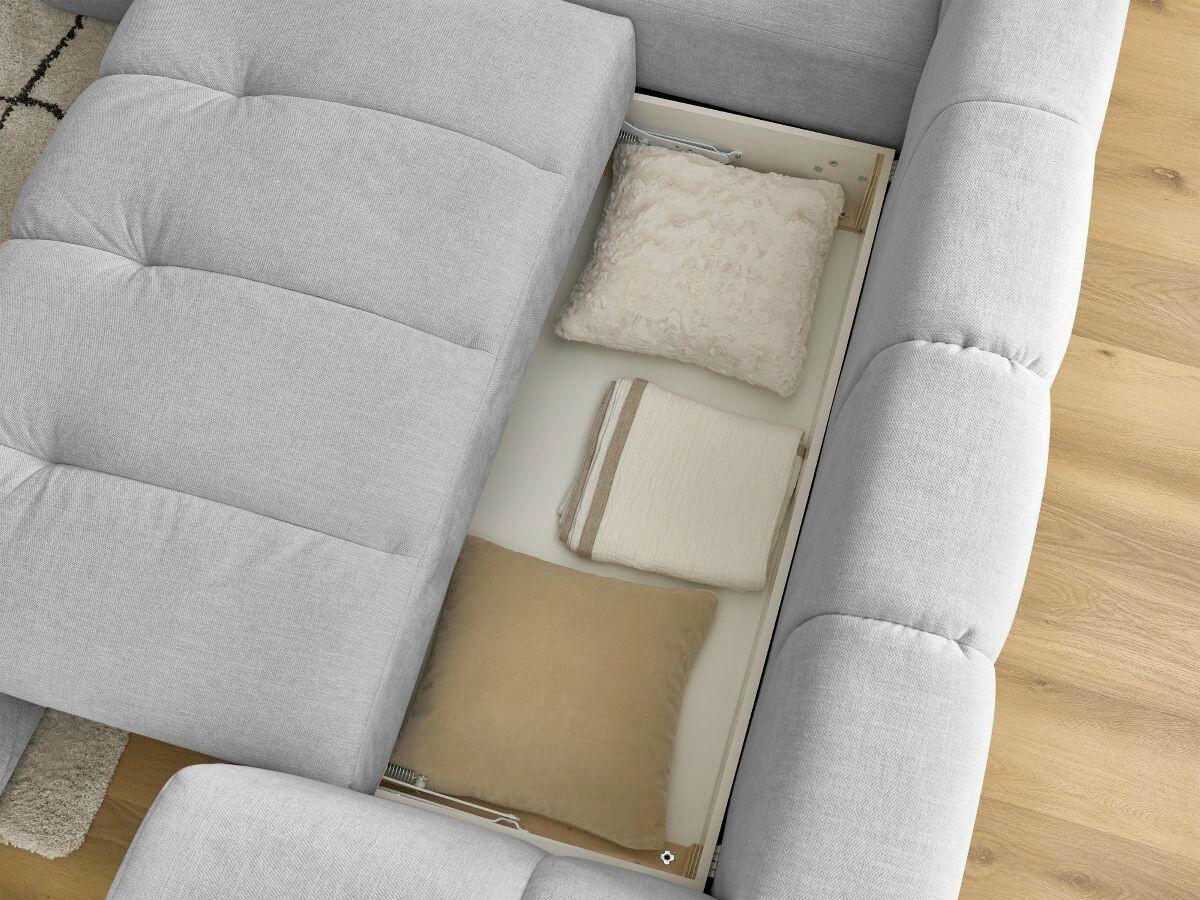 ECKSCHLAFSOFA FUJI Leinenoptik Hellgrau  inkl.  - Hellgrau/Schwarz, MODERN, Kunststoff/Textil (204/282cm)