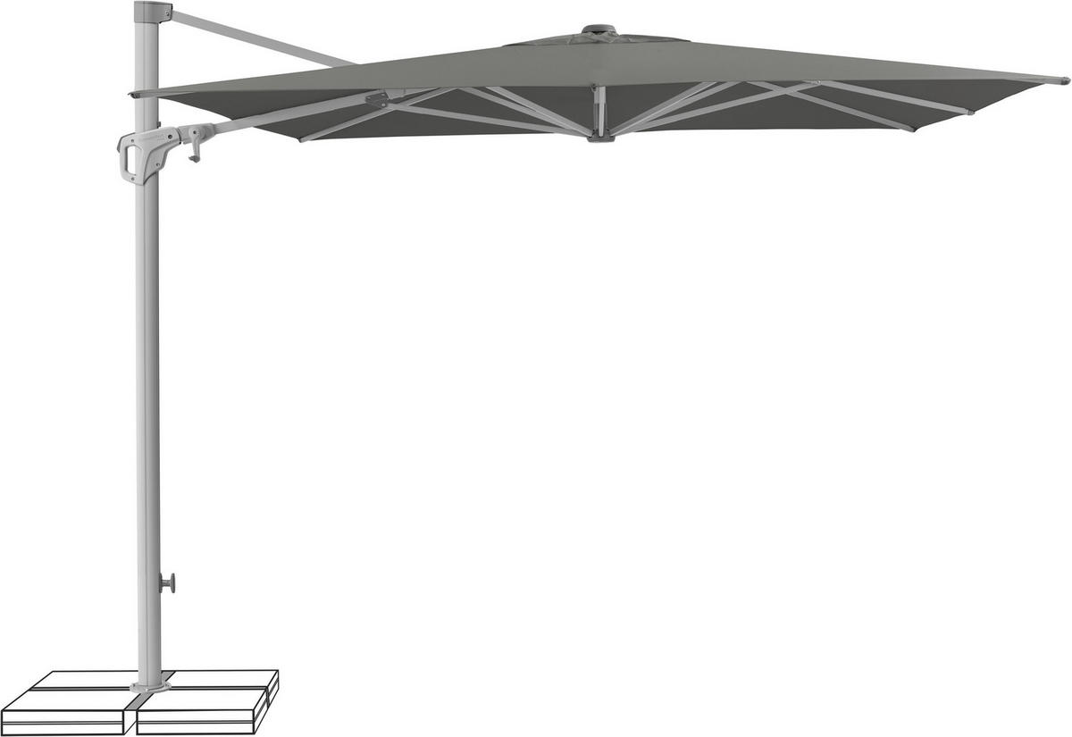 AMPELSCHIRM 250 cm  - Silberfarben/Grau, KONVENTIONELL, Textil/Metall (250/250cm) - Suncomfort by Glatz