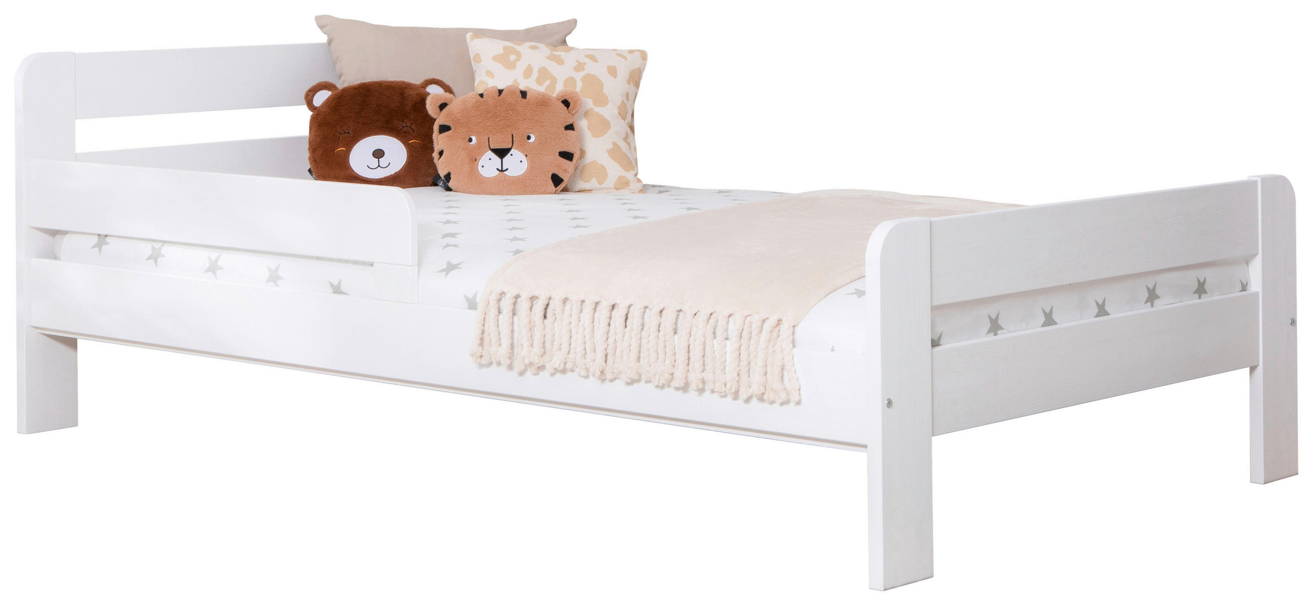 Bett Bennet mit Rausfallschutz 120/200 cm  in Weiss   - Weiss, Modern, Holz (120/200cm) - MID.YOU